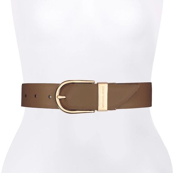 New! MICHAEL KORS Reversible Leather Belt Zebra Print Gold-tone Logo Buckle SM - Picture 3 of 13